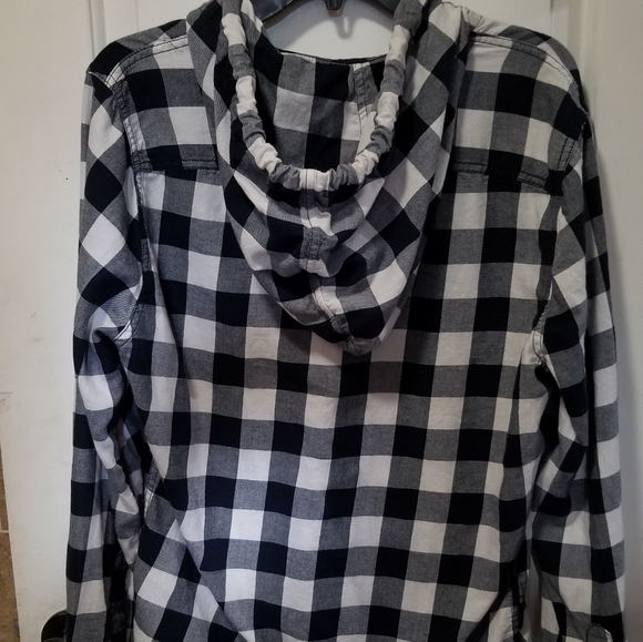 Hollister - Flannel hoodie, Size - L(M) - white with black/grey pattern - Picture 2 of 10